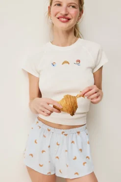 Bawełniana koszulka piżamowa z nadrukami