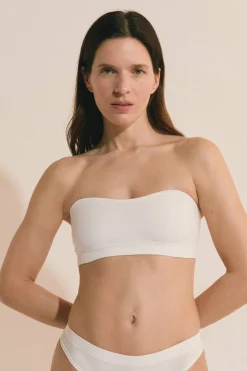 Biustonosz typu bandeau z odpinanymi, bawełnianymi ramiączkami
