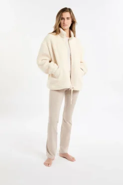 Bluza polaire oversize z wysokim dekoltem ze sznurkiem