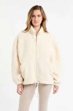 Bluza polaire oversize z wysokim dekoltem ze sznurkiem