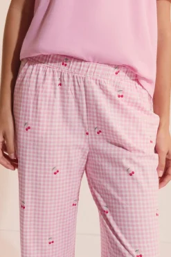 Dwuczęściowy zestaw piżamy w kolorze wiśniowym Gingham