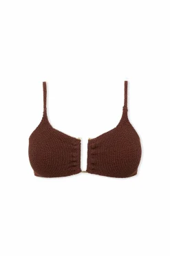 Góra bikini z elastycznego materiału z metalowymi elementami