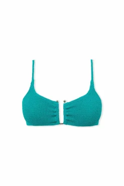 Góra bikini z elastycznego materiału z metalowymi elementami
