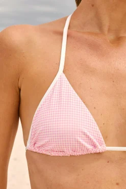 Góra od bikini trójkątna wiązana z wzorami