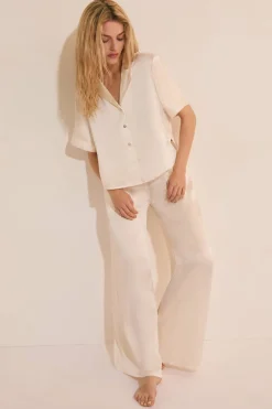 Jedwabna koszula z krótkim rękawem
