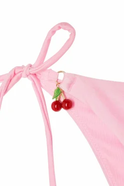 Satyna bikini do zawiązania z zawieszką