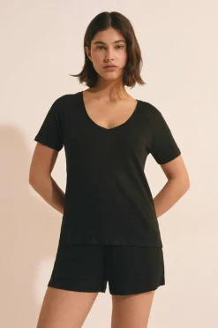 T-shirt z krótkimi rękawami 100% lnu